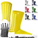 Lux Dual Grip Socks - Soccer Grip Socks for Men and Women. GripArray Performance & Comfort (Large, Yellow)