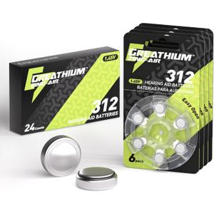Hearing Aid Batteries Size 312, 24 Pack, 1.45v Zinc Air, Easy Open Packaging & Longest Lasting