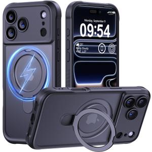 MOCCA Design for iPhone 17 Pro Max Case, Compatible with Magsafe [Premium Invisible Magnetic Ring Stand] [Military Drop Protection] Full Camera Guard Translucent Matte Slim Phone Cover 6.9",Black