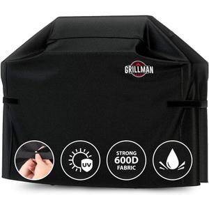 Grillman Grill Cover, BBQ Outdoor Grill Covers, Charcoal, Gas Grills, Waterproof, Rip-Proof, Weather-Resistant, Anti-UV, Barbecue Cover for Weber, Genesis, Charbroil, Nexgrill, etc (Black, 52 Inch)
