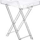 LIKENOW Furniture Acrylic Folding Tray Table, Side End Table,Clear,Modern,19x13 inch,23 inch High