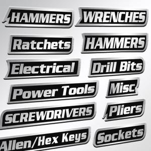 4 x 2026 New 12 Pack of Magnetic Tool Label,General Tool Box Organize Accessories, 3D-Printed Tool Box Labels, Reusable Tags for Steel Toolboxes, Carts, Drawers, and Cabinets (Black)