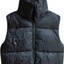 Womens Winter Cropped Puffer Vest Fashion Solid Color Zip Waistcoat Sleeveless Warm Outerwear Puffer Padded Jackets, S