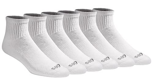 Dickies Men's Dri-tech Moisture Control Quarter Socks Multipack, Solid White (6 Pairs), Shoe Size: 12-15