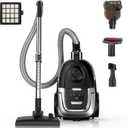 Zefiro 40KPa Bagless Canister Vacuum Cleaner, Powerful Suction, Lightweight, Auto Cord Rewind, HEPA Filter, Corded Vacuum for Floors, Carpets, Pet Hair in Homes & Apartments