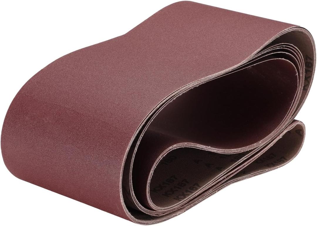uxcell 5pcs 6" x 89" Sanding Belts 180 Grits Aluminum Oxide Abrasive Belt Sander Paper Sanding Papers for Metal Wood Grinding Polishing, Reddish Brown