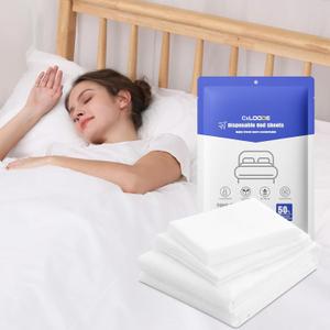 4 PCS Disposable Bed Sheet Queen Size, Travel Sheet for Hotel, Disposable Sheet for Travel Bedding Cover Portable Sheet with 1 Quilt Cover, 1 Sheet and 2 Pillowcase for Travel Business Trip Spa Hotel