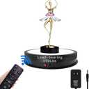 JAYEGT LED Light Base Non-Slip Rotating Display Stand , 110Lbs Load,360 Photography Turntable for Products Shows, Glass Crystal Artwork, Jewelry,Remote control(16.5inch / 6Color LED Light/Black/Wired)