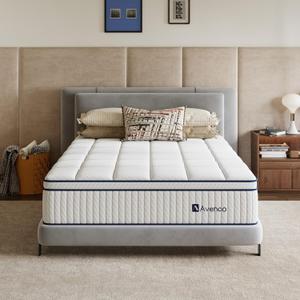 Avenco Queen Size Mattress 14 inch, Queen Hybrid Mattress in a Box with Individual Pocket Spring and Gel Memory Foam for Cool Night, Pressure Relief, Balance Support, CertiPUR-US Certified Medium Firm