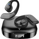 Golvery Bluetooth 5.3 True Wireless Earbuds w/DSP Noise Cancelling Mic, Open Ear Stereo Sports Headphones w/ 800mAh LCD Display Charging Base, HiFi Deep Bass, Compatible with TV iPhone Android