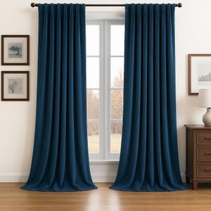 Topfinel Navy Blue Velvet Blackout Curtains 84 Inches Long for Living Room Bedroom Modern Luxury Room Darkening Thermal Insulated Soundproof Heavy Pinch Pleated Curtain Drapes with Hooks 2 Panels