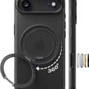 TORRAS 360 Magnetic Stand for iPhone Air Case, [Fit for MagSafe] [Military-Grade Protection] Translucent Slim Case for iPhone 17 Air, 2025, Obsidian Black, Ostand O3 Fitness Series