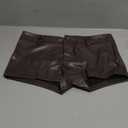 Faux Leather Micro Shorts for Women Y2K Sexy Low Rise Mini Short Rave Outfits Festival Club (Brown) Small 