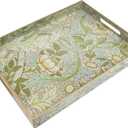 Spsyrine Serving Tray with Handles, Plastic Decorative Tray for Coffee Table, Living Room, Home Decor, Dianthus