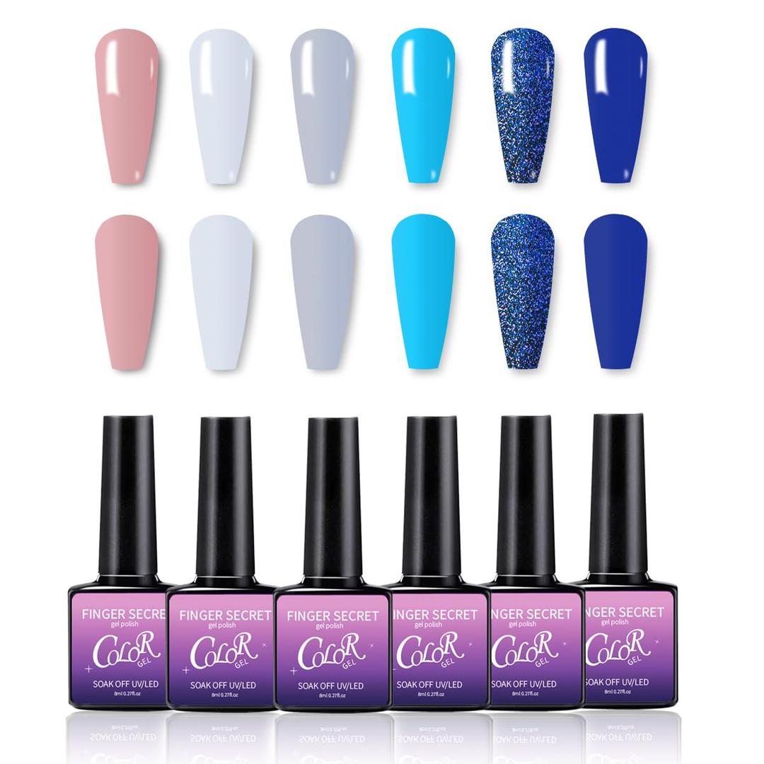 Gel Nail Polish 6 Color Kits Long Lasting Shine Gel Polish Wide Color Range Nail polish Set Professional Manicure Kit Salon DIY Nail Polish for Nail Art Beginners (Fc-6COLOUR-09)