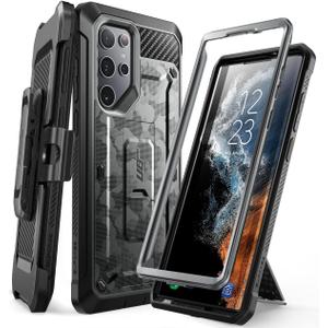 SUPCASE Unicorn Beetle Pro Case for Samsung Galaxy S22 Ultra (6.8 inch) 5G Heavy Duty Protective Case Without Screen Protector with Belt Clip and Stand 2022 Edition Grey Camo