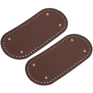 uxcell Oval Bag Bottom Shaper Pad, 2Pcs 9.84"x4.72" PU Leather Purse Cushion Base for DIY Knitting Crochet Bag Making (Dark Brown)