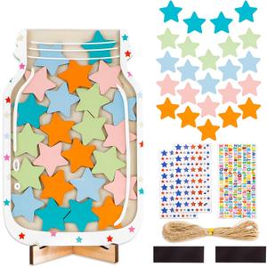 6PCS Magnetic Star Jar Reward System for Kids, Creative Bottle with Laser and Colorful Letter Sticker, Incentive Positive Behavior Chart Classroom Teacher Supplies