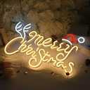 Britrio Merry Christmas Neon Sign Christmas Party LED Neon Light Wall Decoration for Bedroom Holiday Business Store Window Home Decor Hanging Ornament Xmas Gift Indoor 5V USB 15.75 Warm White