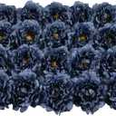 20 Pcs Artificial Flower Peonies, 5" Silk Fake Peonies with 6" Stems No Leaf, Faux Peonies Flowers for Decoration Wedding Home Party Centerpiece Decor Floral Art (Navy Blue)