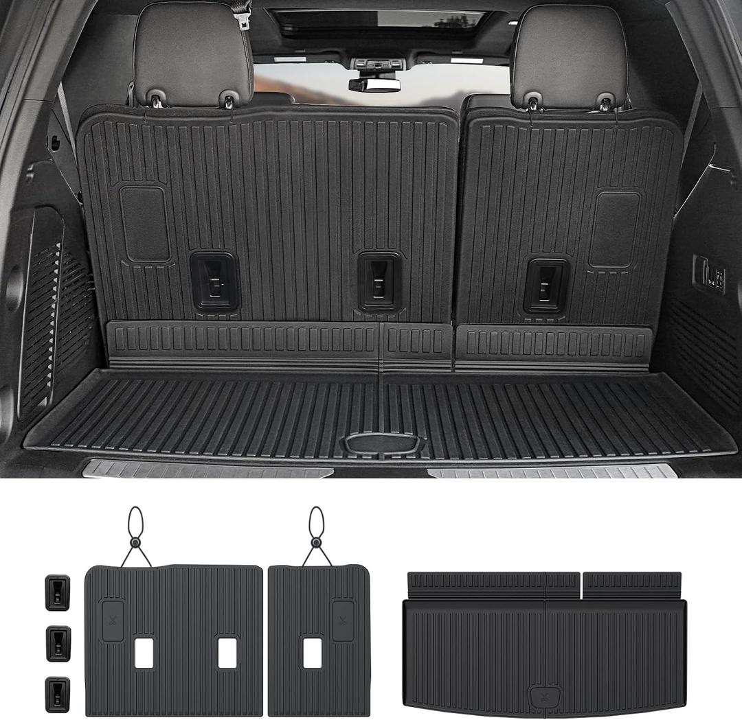 Cargo Mat Backrest Mats for 2021-2025 2026 Chevrolet Chevy Tahoe/GMC Yukon Accessories(Not for Yukon XL), All Weather TPE Trunk Liner 3rd Row Seat Back Covers(Cargo Mat+3rd Row Backrest Mat)