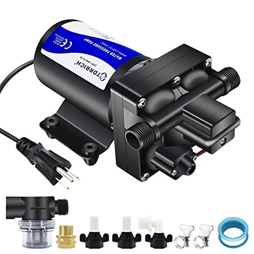 TDRRICH Water Pressure Booster Pump for House，110V RV Water Transfer 5.5GPM 30PSI-75PSI Self-priming Pump,Diaphragm Power Water Pumps for Boats Inline Garden Hose Lawn Camper Sprinkler Irrigation