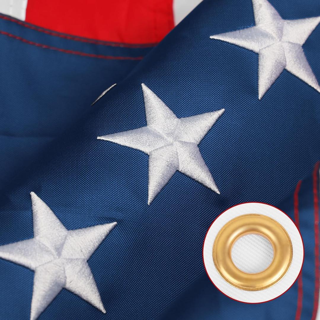 3x5 Ft American Flag for Outside,USA Flag Heavy Duty Double-Stitched Long Lasting US Flags,UV Protection Fade Resistant and Waterproof Nylon, Deluxe Embroidered Stars,Sturdy Brass Grommets for High Wind, Stars and Stripes Outdoor Outside