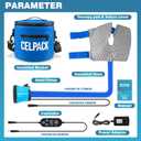 Portable Ice Therapy Machine for Post-Operative Recovery, Sports Injuries, Knee Pain, Sprains, Swelling,Full Knee Brace with Silent Pump, Timer Remote Control Cold Therapy Device, Blue