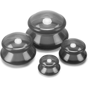 Silicone Cupping Therapy Set, Professional Studio and Home Cupping Set Massage Therapy Cups, Chinese Massage Cups for Cellulite Reduction Cupping Kit,Muscle and Joint Pain Myofascial Cupping Massager (Black and Clear)