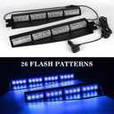 ASPL 32LED Visor Lights 26 Flash Patterns Windshield Emergency Hazard Warning Strobe Beacon Split Mount Deck Dash Lamp With Extend Bracket (Blue)