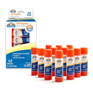 Elmer's 12-Count All-Purpose Glue Sticks, 22 Grams, Clear, Washable & Non-Toxic, Ideal for Household, Classroom & Craft Use (12 Count, White)
