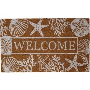 DII Natural Coir Doormat Outdoor Welcome Mat, 17x29, Seashells