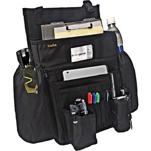 Car Front Seat Organizer - Car File Organizer, Passenger Seat Storage Bag Law Enforcement - Vehicle Storage with Dedicated Laptop Tablet Holder Cup Holder, Black