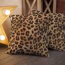 EMMTEEY Leopard Print Pillow Covers, 20x20 Throw-Pillow-Cover Set of 2 Cheetah Print Couch Pillow Cases Decorative Square Throw Pillows for Home Living Room Bedroom Bed Sofa Cushion Cover