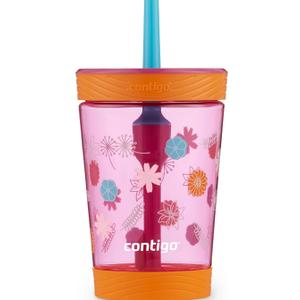 Contigo Kids Spill-Proof Tumbler with Straw 14 oz. 2 Pack (Dragonfruit Wildflowers & Blue Poppy Clouds)