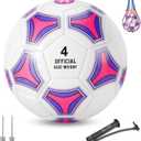 STEEFAN Pink Soccer Ball Full Size 3/4/5 for Kids Outdoor Play,Color Change Soccer Stuff with Official Size Ball Needles and Air Pump,Gift for Kid Teen Girl Junior,Indoor Outdoor Game Soccer Ball (Size 4-Pink: Recommend age:6-8)