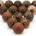 Doorknobs Vintage Decorative Ceramic Handles, Rustic Drawer Pull, Furniture Handle Knobs for Cabinets, Wardrobes, Cupboards, Drawer- Contemporary, Rustic Decor, Pack of 15