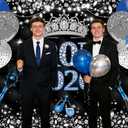 Prom Night Backdrop Prom 2026 Photography Background Black Blue Congrats Grad Class of 2026 Graduation Party Decoration (Blue, 8x6ft)