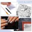 Maitys 400 Pcs Imitation Gold Leaf Sheet, for Art Silver Foil Sheet Set with Brush and Nipper for Painting Gilding Picture Frame Sculpture DIY Craft Decoration Furniture, 3.5 x 3.5 Inches(Silver)