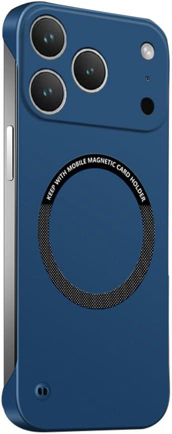 Frameless Magnetic Series Designed for iPhone 17 Pro Max Case[Compatible with MagSafe] Borderless Ultra Thin Slim Fit,Lightweight Minimalist Hard PC Yet Protective Shockproof Cover,Blue