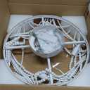 Boho Ceiling Fan with Lights Flush Mount,20 Inch Bohemia White Wood Bead Close to Ceiling Fan Light, 4 Lights Low Profile Enclosed Ceiling Fans with Remote Control for Bedroom Living Room Kitchen