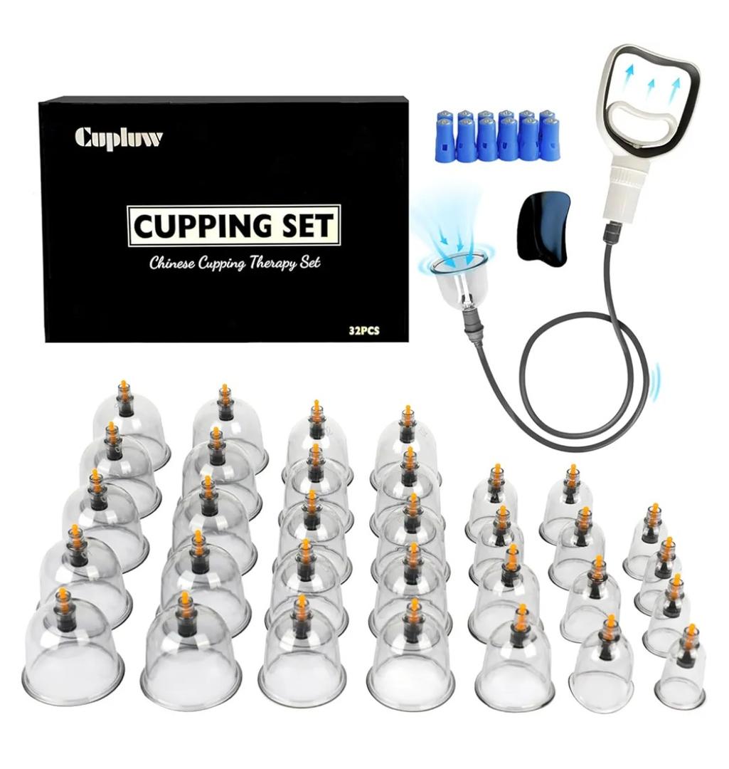 Cupping Kit for Massage Therapy - 32 Cups Professional Chinese Cupping Set with Magnetics, Vacuum Cupping Therapy Set for Cellulite Reduction Muscle Pain Relief with Manual Pump
