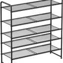 SUFAUY Shoe Rack, 5-Tier 33" Wide Shoe Storage Rack for 24-30 Pairs of Shoes, Mesh Shoe Organizer for Entryway Closet, Steel Frame, Industrial, Black