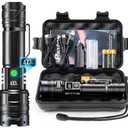 Rechargeable Flashlights 10000 High Lumens Single One Mode Super Bright, High Powered LED Flashlight USB C, High Beam 3280 ft Long Lasting Powerful Heavy Duty Strong Flash Light For Security Hiking