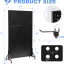 Eastern Tree Metal Pegboard Display Stand 3.5 x 6 Feet with 30 Hooks, Standing Pegboard Display with Wheels, Peg board Display Rack, Large Pegboard Panels - Black