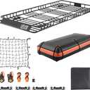 VEVOR Roof Rack Basket, 84 x 39 x 4.1 in, Universal Rooftop Cargo Carrier with 7.9 x 3.9 x 10.2 in Cargo Bag, Net, Ratchet Straps, 250 lbs Max Load Capacity Car Top Luggage Holder, for SUV Truck Car