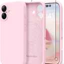 Magnetic for iPhone 16 Case, Compatible with MagSafe, [Screen Protector + Full Camera Protection], Silicone Shockproof Anti-Scratch Protective Phone Case for iPhone 16 6.1", Chalk Pink