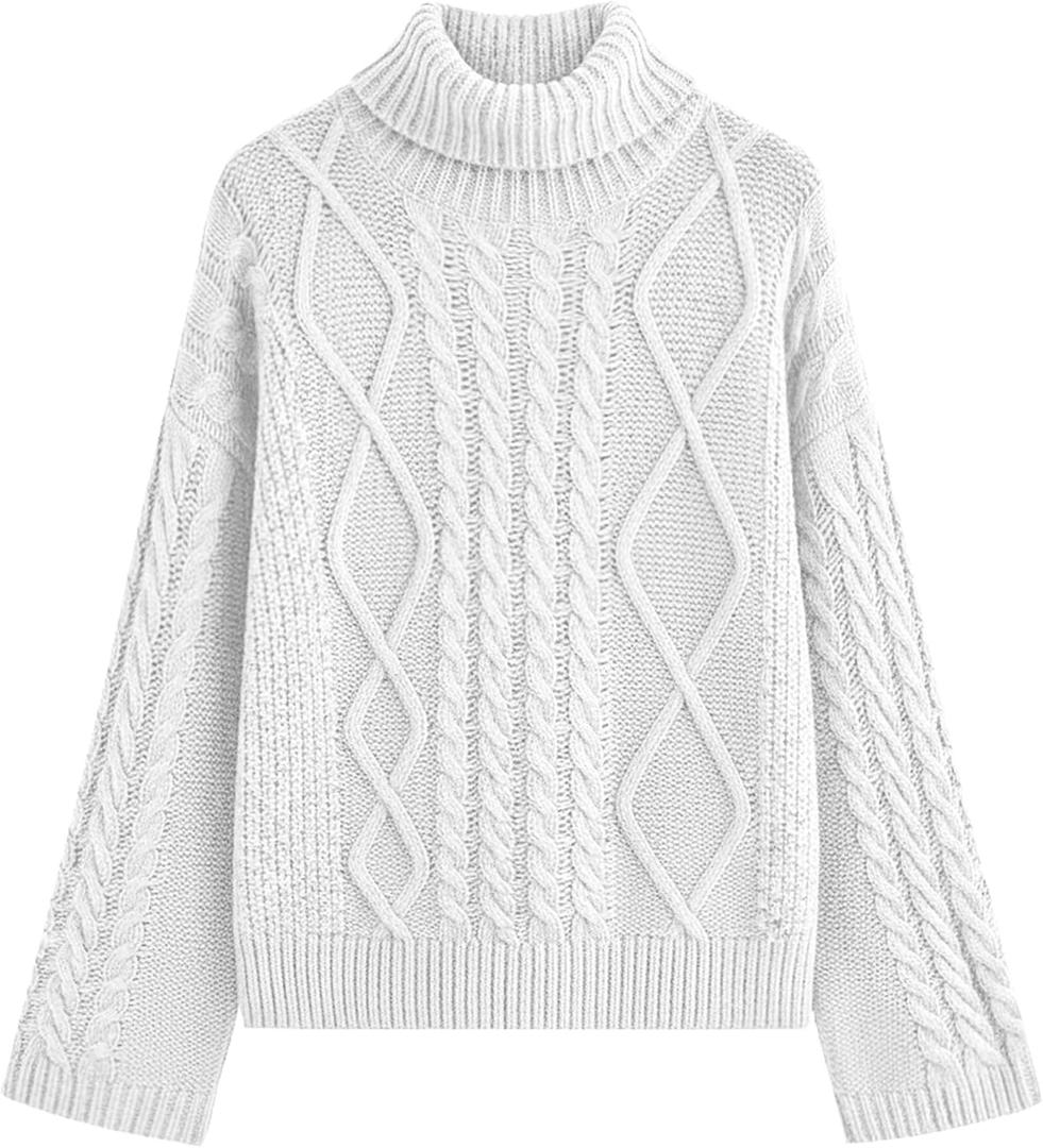 PRETTYGARDEN Fall Sweaters for Women 2025 Oversized Chunky Cable Knit Turtleneck Long Sleeve Winter Pullover Sweater Tops