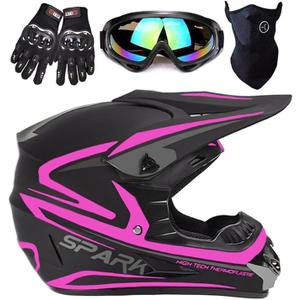 TTMiku Youth Kids Dirt Bike Helmet, Motocross Off Road Motorcycle ATV UTV Street Bike Casque Casco Combo Gloves Goggles Mask (4Pcs Set), DOT Approved, PINK S