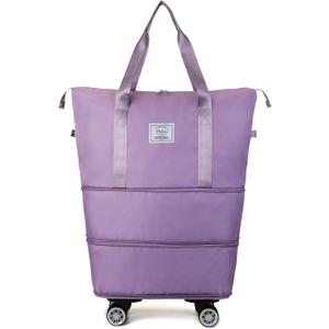 Expandable Large Capacity Weekender and Gym Tote for Women: Versatile Travel Duffel with Detachable Wheels and Dry-Wet Separation, Water-Resistant - Ideal Carry On Bag